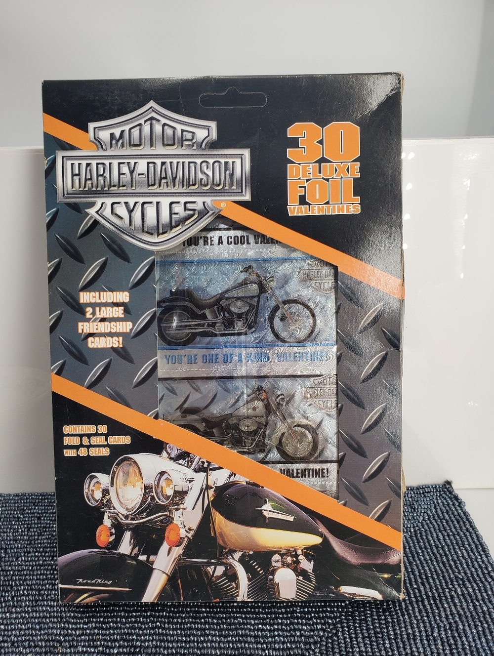Vtg 2000  Harley Davidson Foil Valentines-30 Fold and Seal Cards W/seals (C12)**